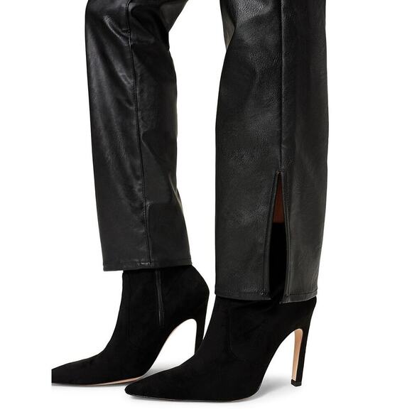 Good American sz 14 black faux Leather Good Boy Side Slit Pants WP148 - Picture 6 of 12